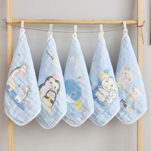 Lightweight High Quality <b>Muslin</b> 6 Layer Burp Cloths for Newborns 30*30cm Cartoon Animal Baby Bath Towel - Product Image 5
