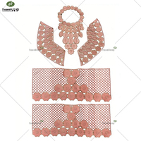 Lot de 5 ensembles de patchs de col en dentelle africaine rose, appliques florales brodées pour robe de mariée femme, décoration DIY pour vêtements