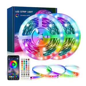 Penjualan pabrik lampu Strip Led Rgb fleksibel Remote Control Wifi Cerdas Multi Warna 5m 10m 5050 Tuya App lampu musik Strip