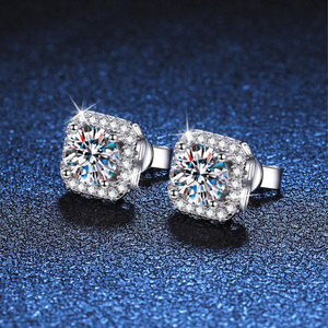 High Quality Moissanite <strong>Earring</strong> 925 Sterling Silver Round 1.0ct 6.5mm Moissanite <strong>Diamond</strong> <strong>Square</strong> Stud <strong>Earrings</strong> for Women - Product Image 2