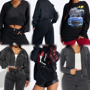 Women's Autumn Casual Knitted Polyester/Cotton Sweatshirt Pullover Loose Fit Free Soft Warm Solid Color Tops Bulk Mix - Product Image 1