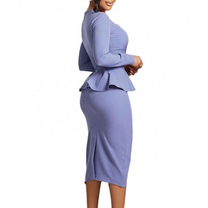 Abito Elegante da Ufficio a Maniche Lunghe con Volant, <span class=keywords><strong>Abbigliamento</strong></span> Formale da Lavoro <span class=keywords><strong>per</strong></span> Donne, Vestiti <span class=keywords><strong>Taglie</strong></span> <span class=keywords><strong>Forti</strong></span>, Completo da <span class=keywords><strong>Donna</strong></span> - Product Image 1