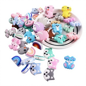 Cartoon <b>Silicone</b> Animal <b>Beads</b> Rabbit Koala Bear Teether Accessories Loose Pink Blue Gray Food-Grade <b>Silicone</b> <b>Beads</b> - Product Image 1