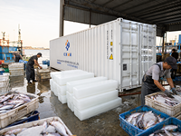 Usine de production de glace en blocs d'eau salée à refroidissement direct de 3 tonnes, capacité de stockage de glace de 1000 kg, avec moteur et composants essentiels de transmission