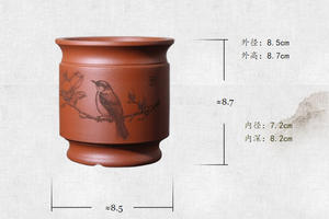 Hecho a mano arcilla púrpura madera esmaltada clásico mar ola y Magnolia patrón Durable decoración del hogar maceta de escritorio - Product Image 2