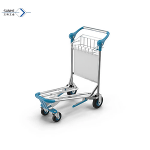플랫폼 구조 및 3 륜 브레이크 바구니가있는 맞춤형 알루미늄 공항 수하물 트롤리 OEM 지원 - Product Image 3