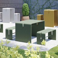 Ensemble de mobilier de salle à manger extérieur en fer design moderne pour cour, balcon, jardin, parc, école, café - Table et chaises de loisirs