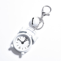En gros, porte-clés mini horloge squelette en alliage, mignon et miniature, style rétro, étanche, avec fonction alarme, breloque pour voiture, sac et sac à dos