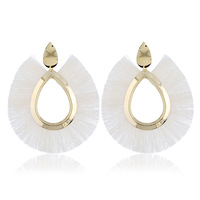 Boucles d'oreilles franges en soie doré bambou, bijoux Vintage, rétro, pampilles, accessoire de fête, offre spéciale, nouvelle collection 2021