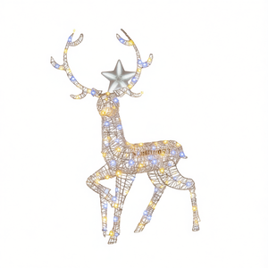 D0100HAMCQ7 Reno Navideño de 4.6 Pies Preiluminado con 170 Luces LED, Decoración Navideña de Metal para Uso en Interiores y Exteriores - Product Image 1