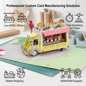 3D Flower Truck Pop Up Greeting <b>Card</b> Paper Craft Decorative Valentine's Day <b>Gift</b> <b>Card</b> - Product Image 6
