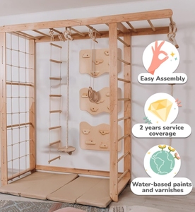 Venta caliente Montessori Playground Niños Interior de madera Monkey Bars Escalera sueca montada en la pared de madera maciza para niños pequeños - Product Image 2