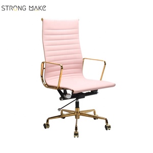 Proffesional rotary certain design Rose Gold flat setting's office chairs <span class=keywords><strong>slim</strong></span> flat setting steel chair office desk ergonomic design - Product Image 1