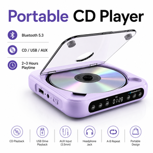 Bon lecteur <span class=keywords><strong>CD</strong></span> portable pour enfants, lecteur <span class=keywords><strong>CD</strong></span> <span class=keywords><strong>USB</strong></span> MP3 Bluetooth 5.3 avec batterie rechargeable de 2 à 3 heures - Product Image 1