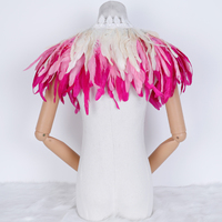Châle en plumes fait main avec col en dentelle pour femme, avec fermeture en dentelle, pour spectacle de danse masquée, fête à thème Halloween