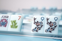 Jeu de Mahjong Américain Southern Sparrow de Luxe, en Acrylique à Couche Unique, Tuiles en Jadeite Bleue, Écologique, pour Quatre Joueurs