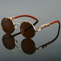 Nouvelles lunettes de soleil pour hommes, style rétro européen et américain, à double barre métallique, avec tête de léopard circulaire, résistantes aux UV, pour la conduite