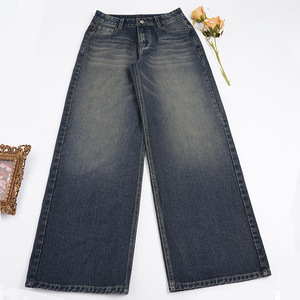 Jeans à jambes larges taille basse pour femmes, denim vintage délavé, pantalon ample, coupe droite, pantalon décontracté tendance pour la vente en gros - Product Image 6