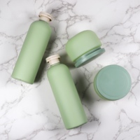 Bouteille de shampoing en plastique HDPE vert biodégradable, emballage cosmétique doux pour Lotion corporelle 250ml 300ml 400ml 500ml