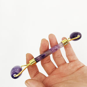 Rodillo Facial de Amatista Antienvejecimiento, Rodillo de Masaje Facial Natural de Doble Cabeza - Product Image 3