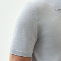 Polo en laine mérinos extrafine pour homme, léger, fin, respirant, manches courtes, tricot de luxe pour l'été