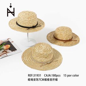 Cappello di Paglia con Tesa di 7 Cm Decorato con Corda Cerata, Cappello da Sole - Product Image 2