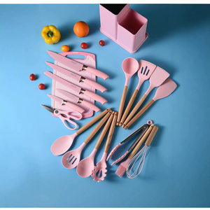 <strong>Kitchen</strong> Cooking Tool Gadgets Accessories Utensils Set 19 Piece with Holder Cookware Wooden Silicone <strong>Kitchen</strong> Cooking Utensil Sets - Product Image 3