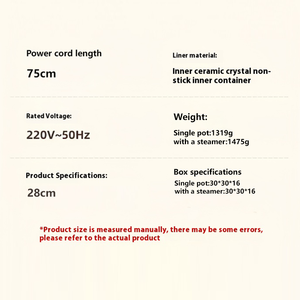 Lightweight Electric Hot <b>Pot</b> with Integrated Steamer Tempered Glass Lid <b>Non</b>-<b>Stick</b> Coating 4L Capacity for Household & Hotel Use - Product Image 5