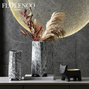 Flolenco vas keramik dekorasi ruang tamu meja Interior rumah untuk bunga kering model waby-sabi