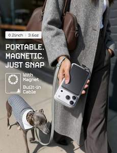 Banque <span class=keywords><strong>d</strong></span>'alimentation ultra-fine LISEN 5000mAh, chargeur portable magnétique, câble de type C intégré, <span class=keywords><strong>batterie</strong></span> <span class=keywords><strong>externe</strong></span> mince pour iPhone - Product Image 3