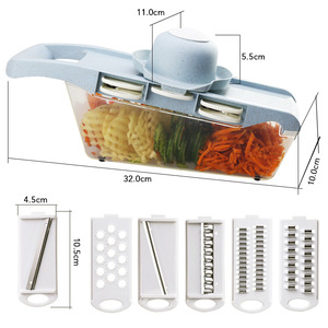 Hướng Dẫn Sử Dụng Đa <span class=keywords><strong>Blade</strong></span> Rau <span class=keywords><strong>Slicer</strong></span> Cutter Đối Với Dưa Chuột, Hành Tây, Pho Mát Với 6 Lưỡi Thép Không Gỉ - Product Image 4