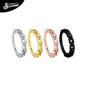 Superstar Custom 316L Stainless Steel Cast Septum Chain Design PVD Nose Ring Piercing Jewelry Hinged Segment Clicker