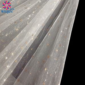 Poliéster personalizado fortalecer la tela de malla estampado <span class=keywords><strong>en</strong></span> caliente <span class=keywords><strong>cielo</strong></span> estrellado Punto oro brillante hoja tul Power Malla tela ropa falda - Product Image 1