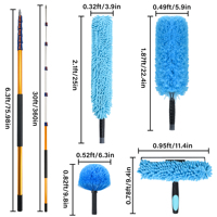 Kit de dépoussiérage télescopique léger en microfibre de 30 pieds avec perche d'extension de 3 à 30 pieds pour le dépoussiérage des plafonds et le nettoyage des fenêtres