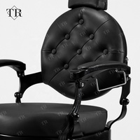 Chaise de barbier professionnelle Turri Minimalist Black High Class, style vintage, pour hommes, en métal, usage commercial.