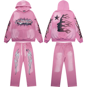 Conjunto de Sudaderas con Cremallera de Punto para Hombre, Otoño, 100% Algodón NFC 380g, Estampado de Letras, Estilo Helly Star, Hip Hop, Streetwear, Diseño Vintage - Product Image 6