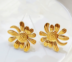 Phụ Nữ Của Thép Không Gỉ Titan Thép Hướng Dương Daisy Vòng Cổ Bông Tai Nhẫn Set Đồ Trang Sức Thời Trang Cho Đám Cưới Đảng Engagement - Product Image 6