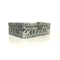 Boîte en fer blanc rectangulaire personnalisé, boucle, grande boîte-cadeau, grand boîtier métallique de rangement de bijoux avec serrure