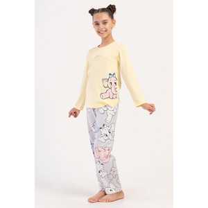 Ensemble de pyjama pour fille à manches longues avec col ovale, imprimé uni, hiver, printemps, automne, en coton - Taille 9-10/15-16 - Product Image 3