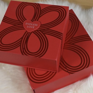 Custom Handmade Red Rigid <b>Box</b> Square Shape UV Printed Custom Logo Endless Love Heart Design Magnetic Closure Gift Packaging - Product Image 2