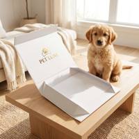 Boîte rigide pliable de luxe blanche avec logo estampé or personnalisé, style fin, fermeture magnétique à clapet pour l'emballage d'accessoires de jouets pour animaux de compagnie