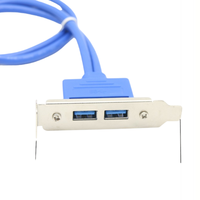 Câble double port USB 3.0 femelle AF vers carte mère 20 broches avec support