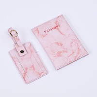 En gros De Luxe Marbre Logo Personnalisé En Cuir PU Voyage Passeport Couverture et Bagages Tag Set
