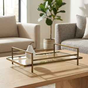 Plateau de service élégant en métal de forme rectangulaire pour accessoire de table de luxe pour maison et hôtel - Product Image 1
