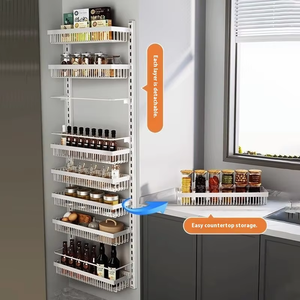 מתלה מחץ נירוסטה ללא אגרוף קיר עם סלי תיבול הניתנים להסרה מתכווננת למטבח ודלתות אמבטיה - Product Image 5