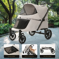 Chariot pliable 4 roues en acier carbone et tissu Oxford imperméable pour animaux de compagnie, facile à transporter, idéal pour chiens et chats en extérieur – Vente chaude transfrontalière