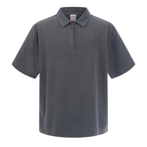 <span class=keywords><strong>Polo</strong></span> da Uomo <span class=keywords><strong>Oversize</strong></span> con Mezza Zip, Manica Corta, Effetto Lavato e Texturizzato, per Streetwear e Uso Quotidiano - Product Image 5