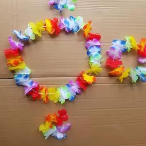 Tropical Hawaii Necklace <b>Flower</b> <b>Garlands</b> Wreath for Jungle Party Decoration 4 Pack Colorful Hawaiian Lei Necklace <b>Flower</b> Wreath - Product Image 4