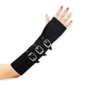 Mode unisexe noir boucle manchettes Sexy Punk Rock gothique femmes noir <span class=keywords><strong>diable</strong></span> Long bras coude sans doigts Cosplay gants - Product Image 6