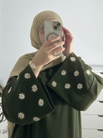 Nouvelles robes d'été pour femmes, broderie florale Nida, vêtements islamiques, abaya fermée, robe musulmane modeste
